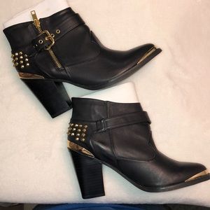 Coconuts Black Leather Moto Booties